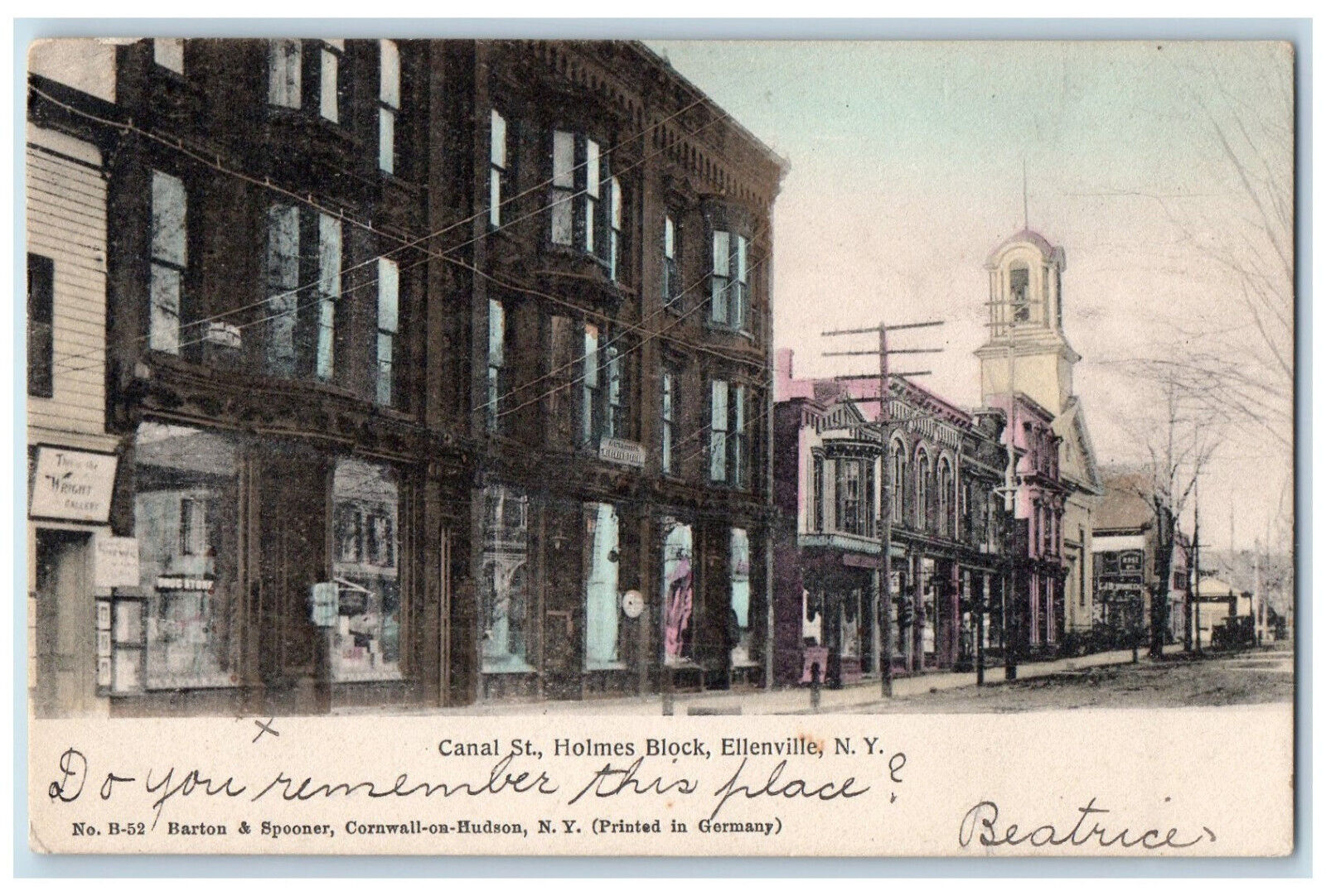 1907 Canal Street Holmes Block Ellenville New York NY Antique Postcard