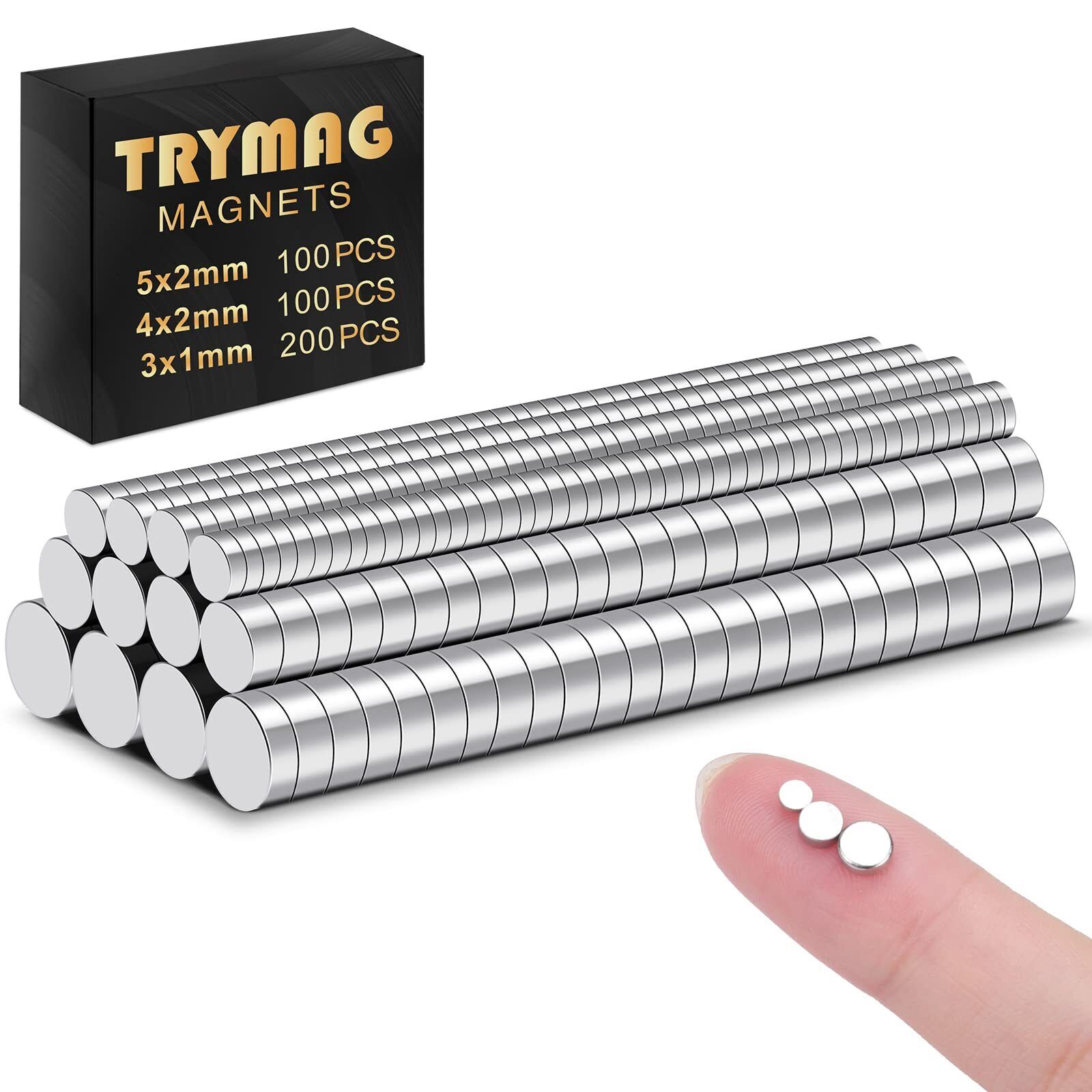 TRYMAG Small Magnets 400Pcs Rare Earth Magnets 3 Different Size Tiny Mini Mag...