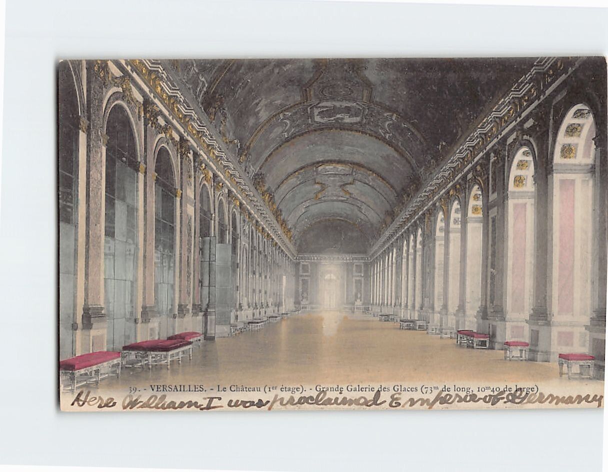 Postcard Hall of Mirrors Palace of Versailles Versailles France