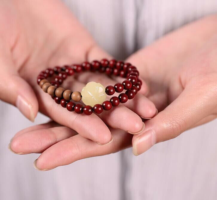 6mm Rare Indian Red Sandalwood Bracelet Beads Prayer Beads Buddha Beads Beeswax