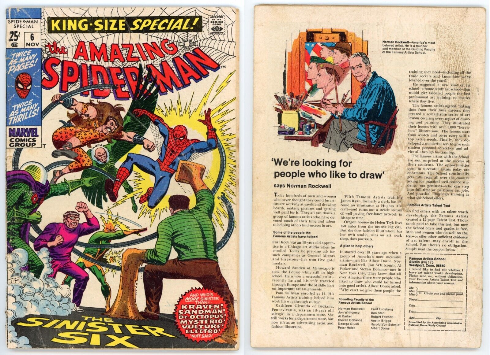 Amazing Spider-Man Annual #6 (VG- 3.5) Reprints 1st app Sinister Six 1969 Marvel