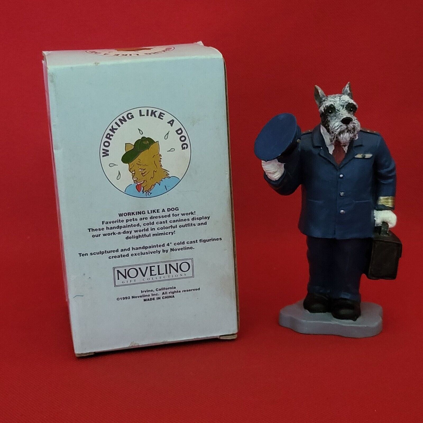 Novelino Schnauzer Pilot Working Like a Dog 1992 Collectible Dog Figurine