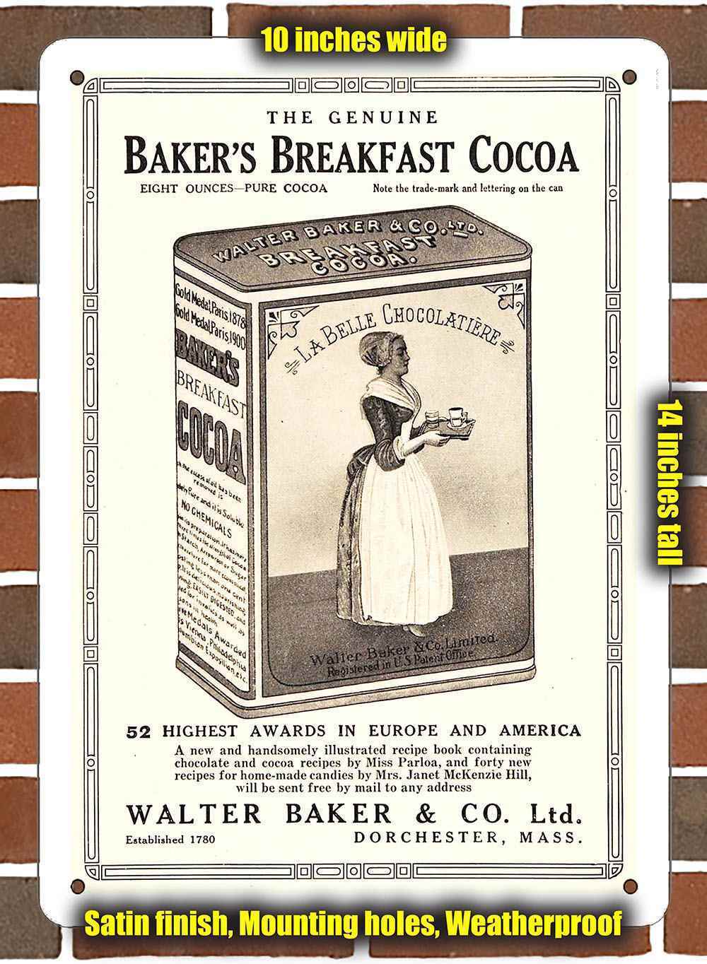 Metal Sign - 1909 Baker\'s Breakfast Cocoa- 10x14 inches