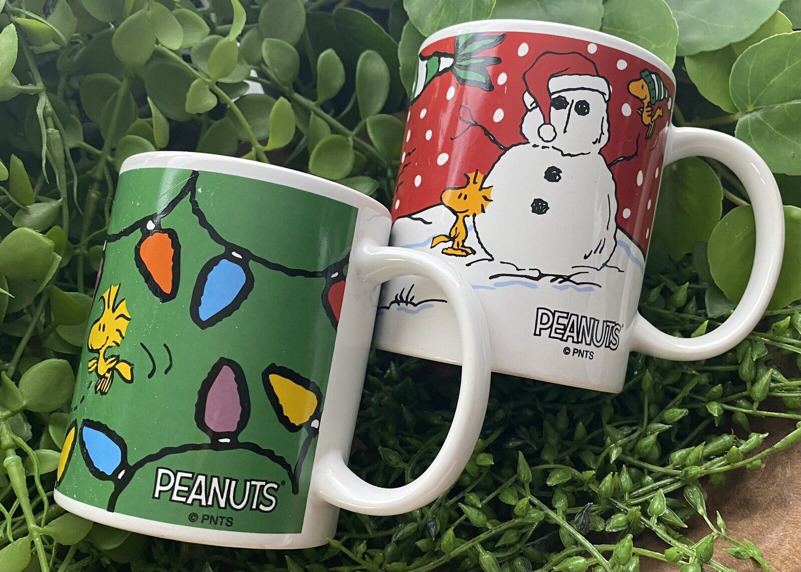 2 Peanuts Galerie Christmas Mugs Snoopy and Woodstock Christmas mugs