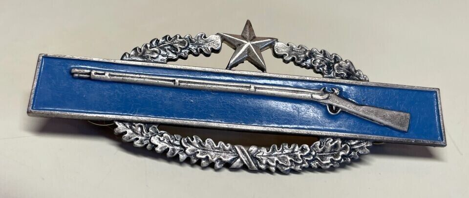 Vintage US ARMY Sterling Silver COMBAT BADGES  2nd Award CIB 1 Star~E H SIMON