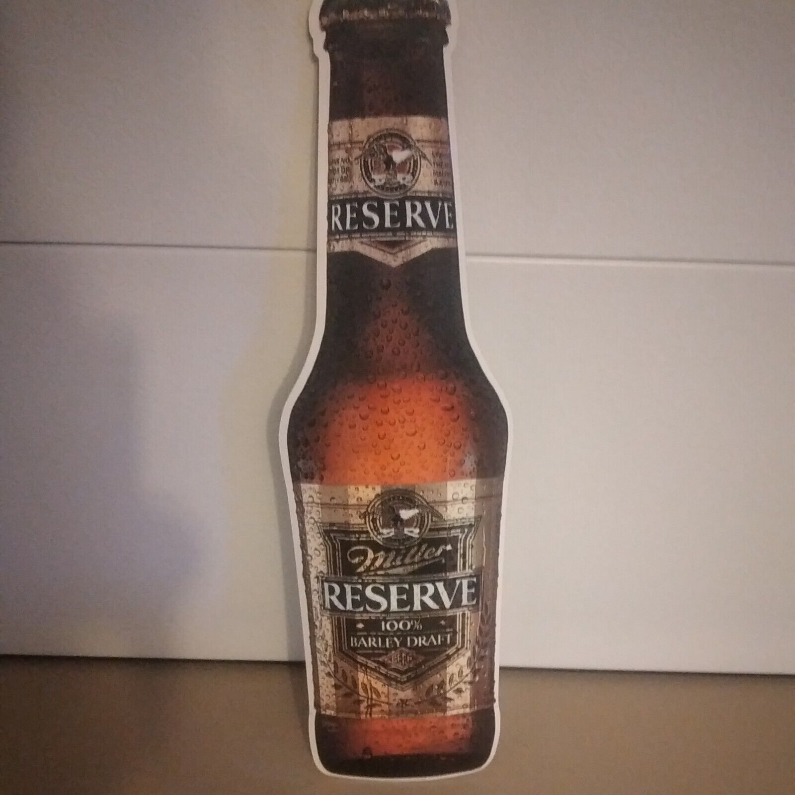 MILLER RESERVE BEER SIGN BY MILLER BREWING CO. VERY RARE 100% BARLEY COLLECTIBLE