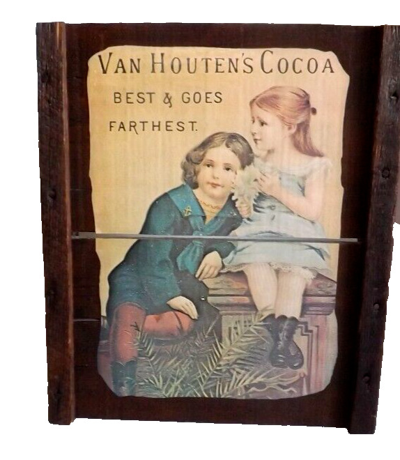 Original Raisinrak Vintage Wood Tray Van Houten\'s Cocoa  14”x12” Raisin Rack