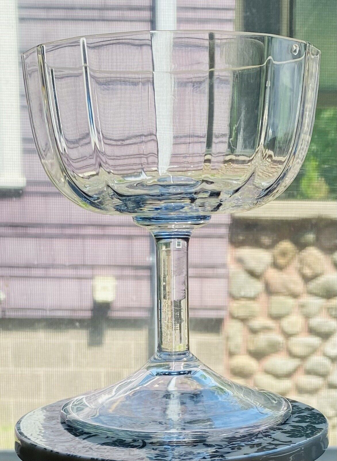 1980\'s Brutalist Danish Cocktail Glass Optic Block Ursula Dansk Barware Heavy-6