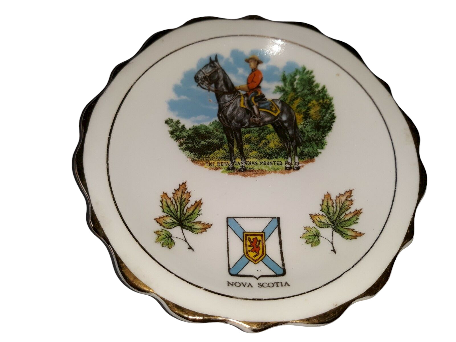 Vintage Nova Scotia Royal Canadian Mounted Police Collectors Plate Trinket Dish