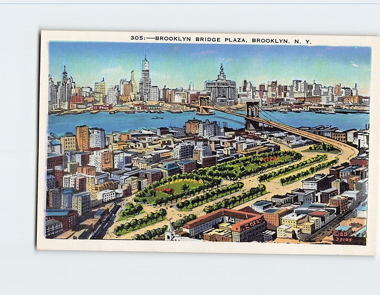 Postcard Brooklyn Bridge Plaza Brooklyn New York USA