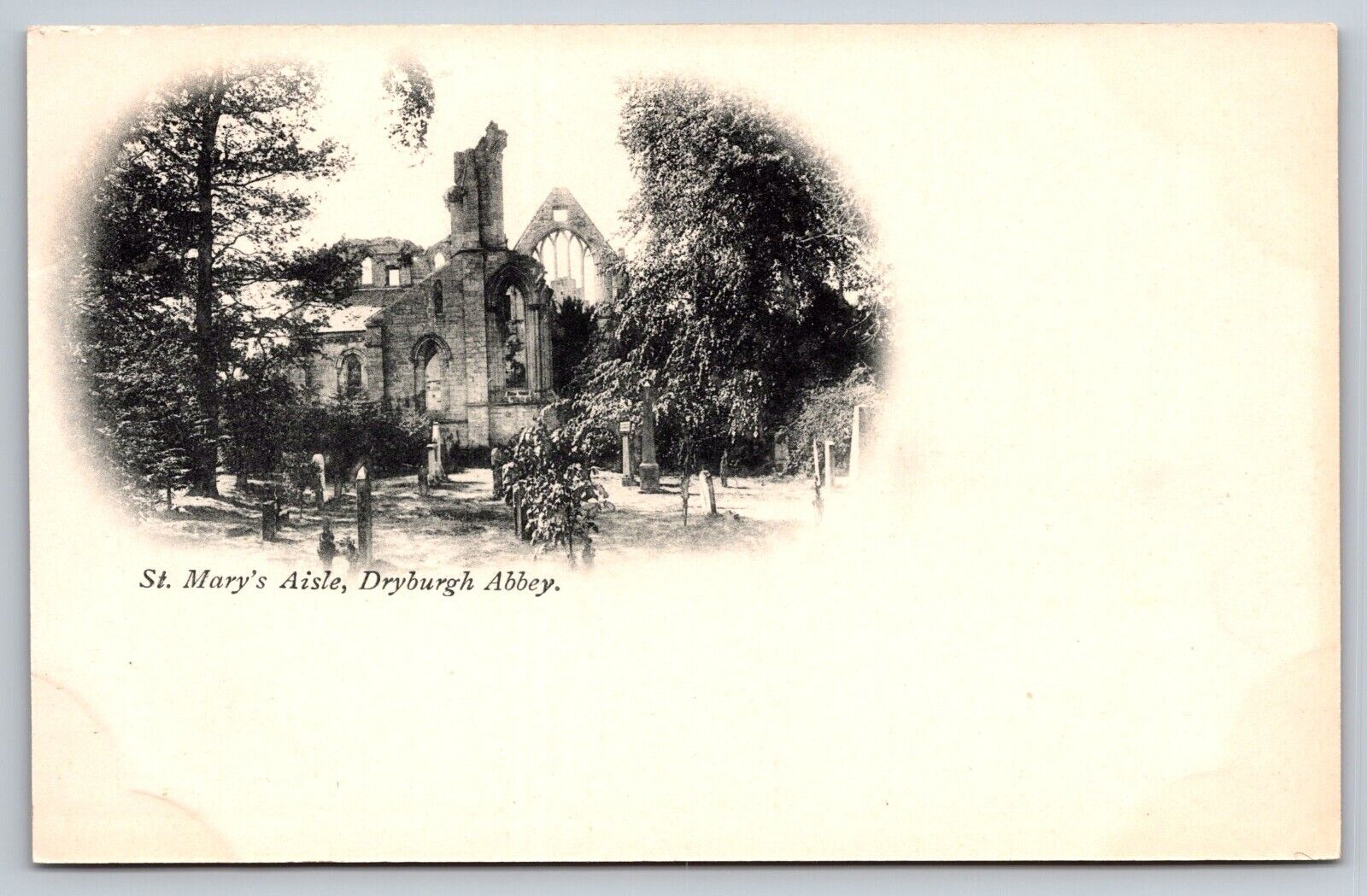 Postcard Scotland Dryburgh Abbey St Mary\'s Isle Church and Graveyard 3U