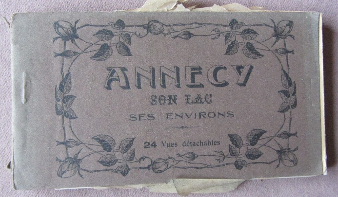 Vtg 1900s ANNECY France Souvenir 24 Real Photo Postcard Books Album Detachable 