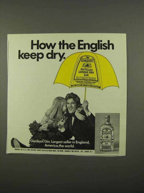 1975 Gordon\'s Gin Ad - How English Keep Dry