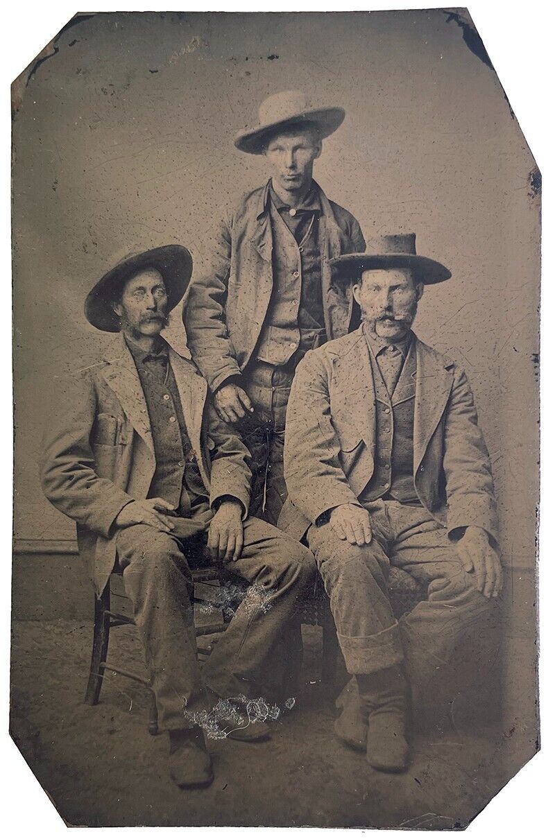 1880s Rough Looking Old West Outlaw Cowboy Characters Tintype Photo