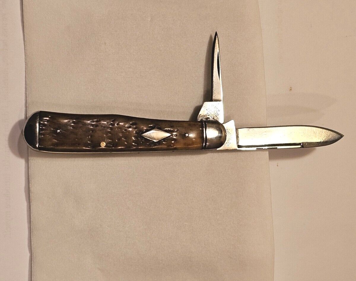Vintage SHAPLEIGH HDWE CO DE. USA- 2 Bladed-Bone Handle Pocket Knife.  Nice