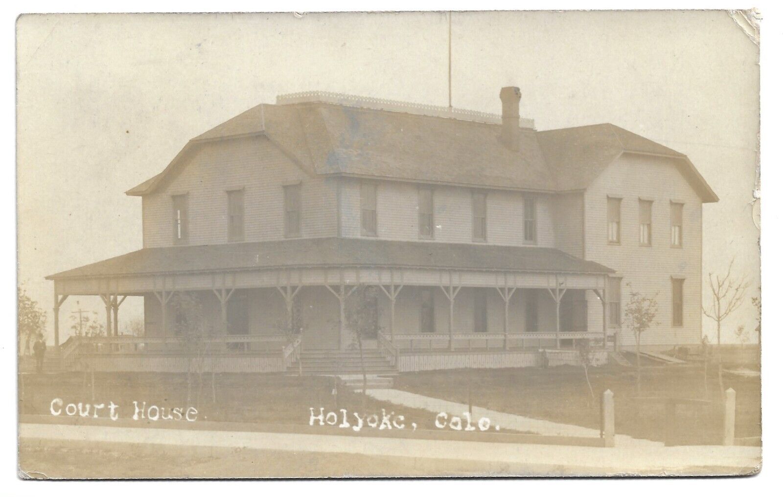 Holyoke Colorado Court House, Antique RPPC Photo Postcard