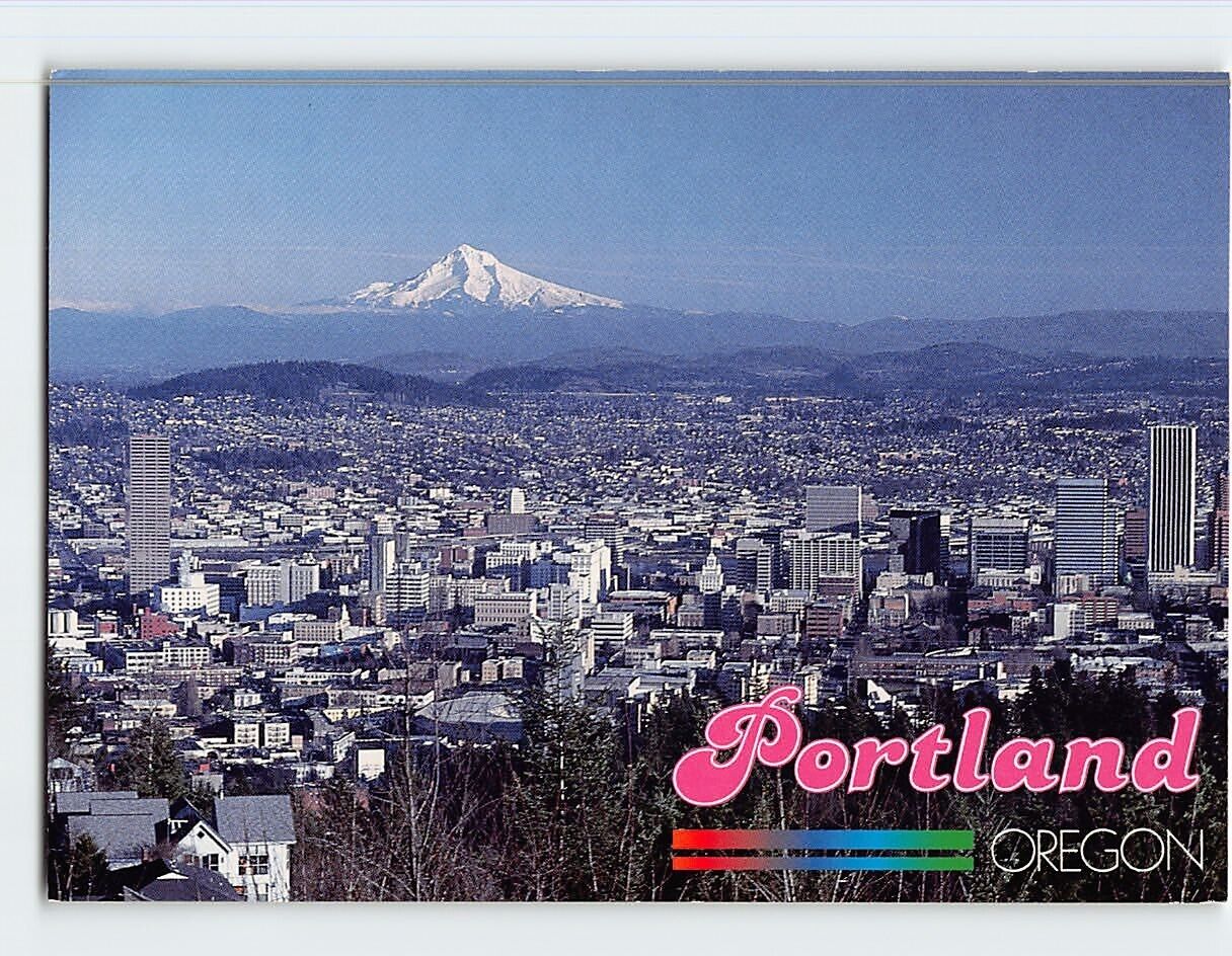 Postcard Looking east over the City of Roses Portland Oregon USA