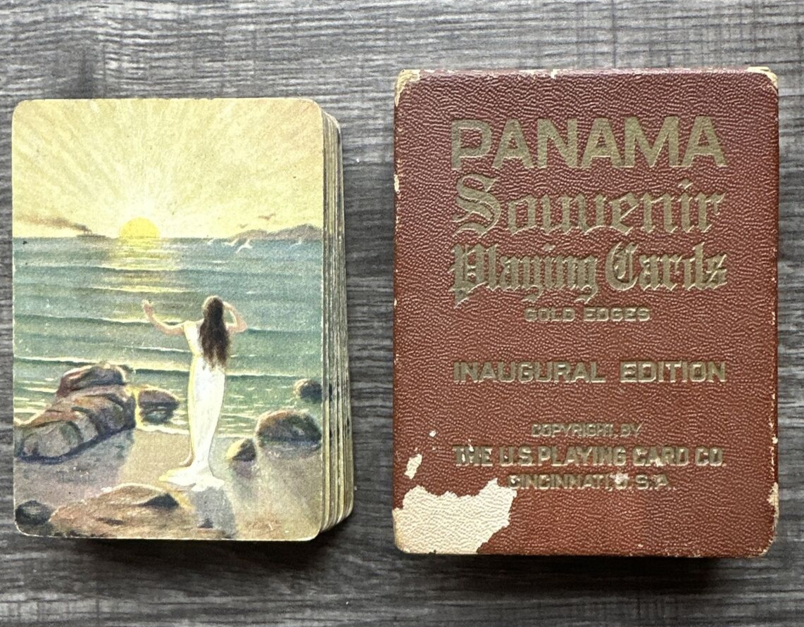 Antique Playing Cards Panama Souvenir Deck Inaugural Edition Gold Edges