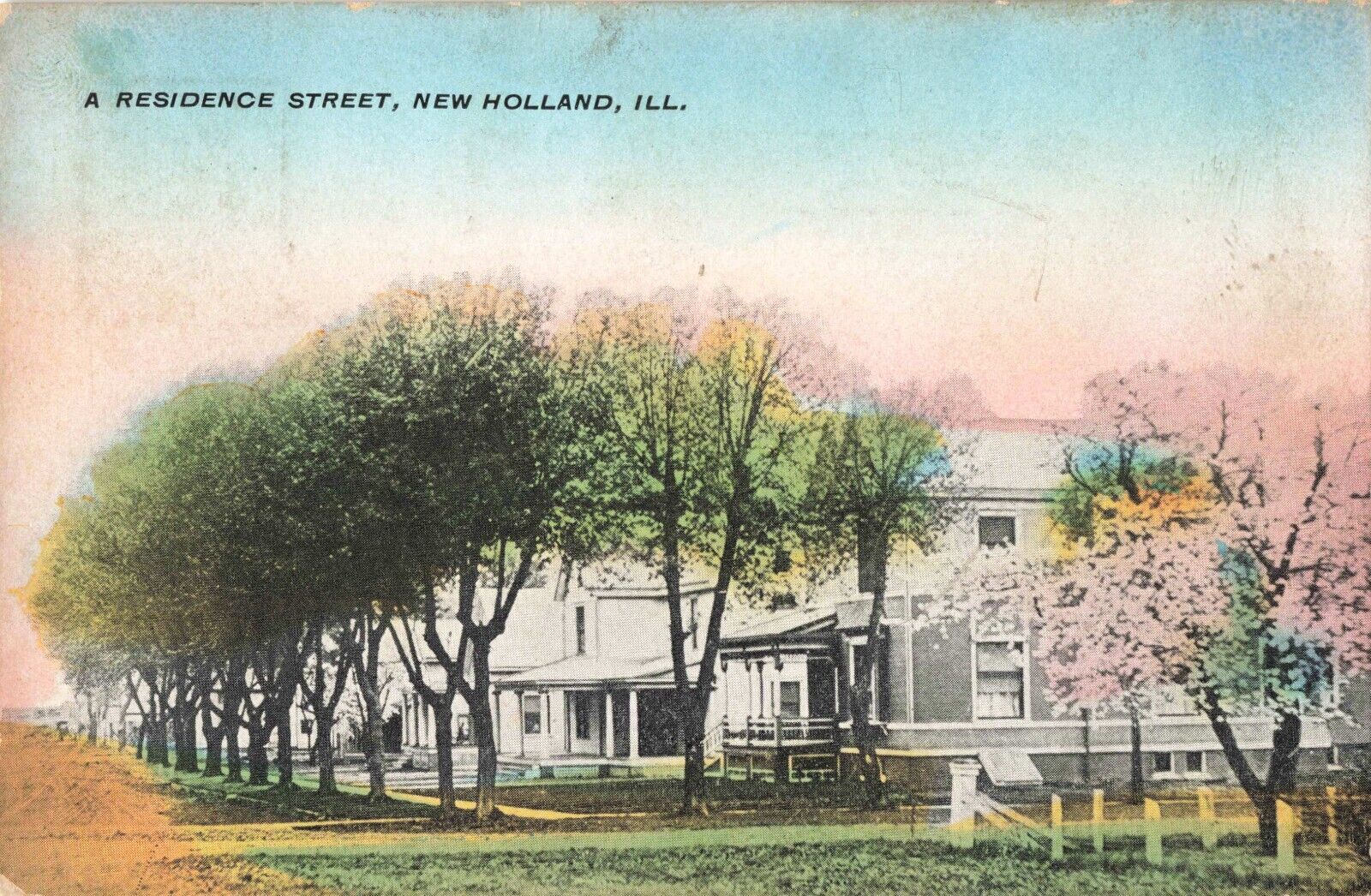 A Residence Street New Holland Illinois IL 1909 Postcard