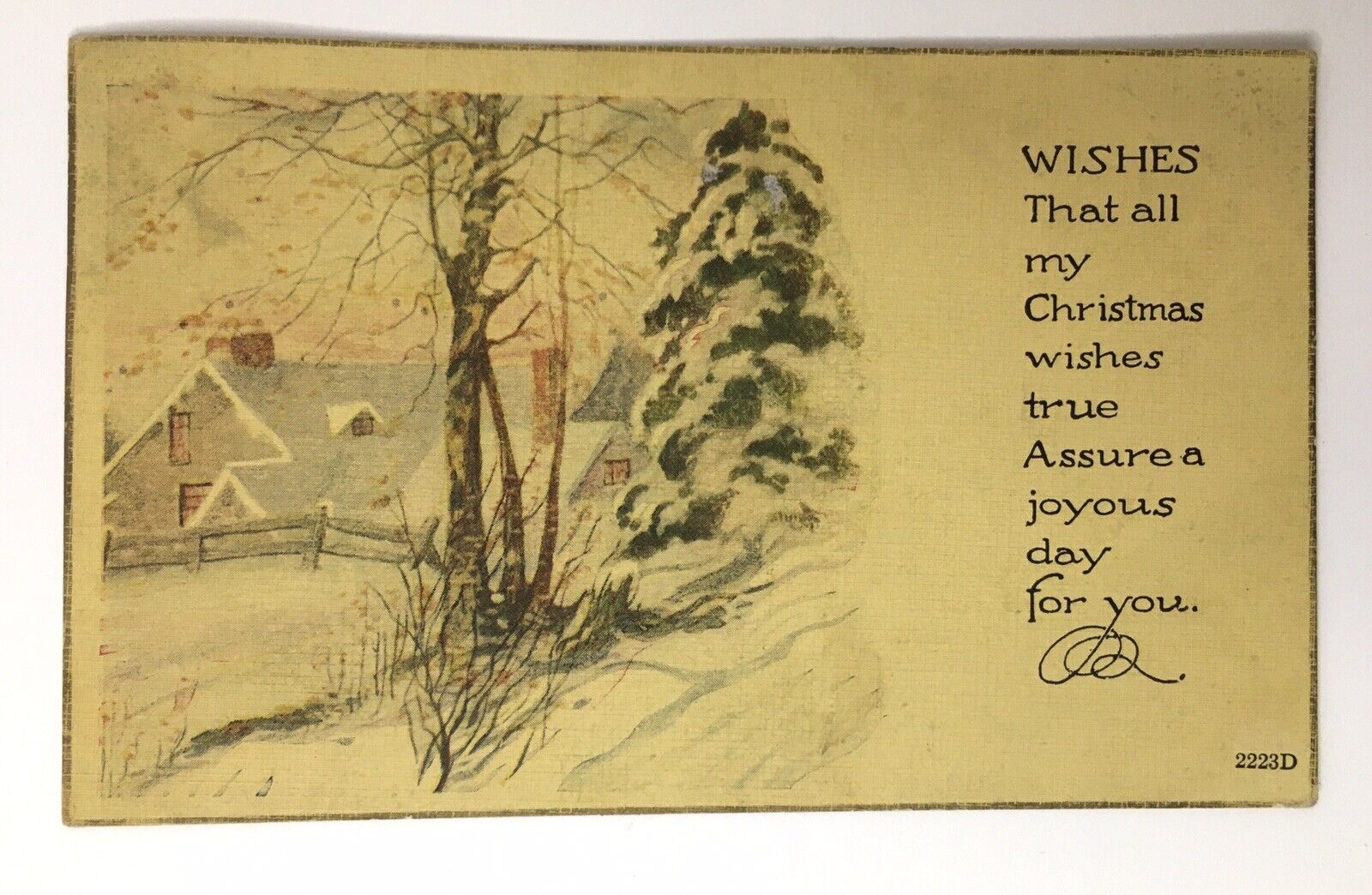 Christmas Wishes Antique PC 1922 Winter Landscape Scene Lewisberry PA