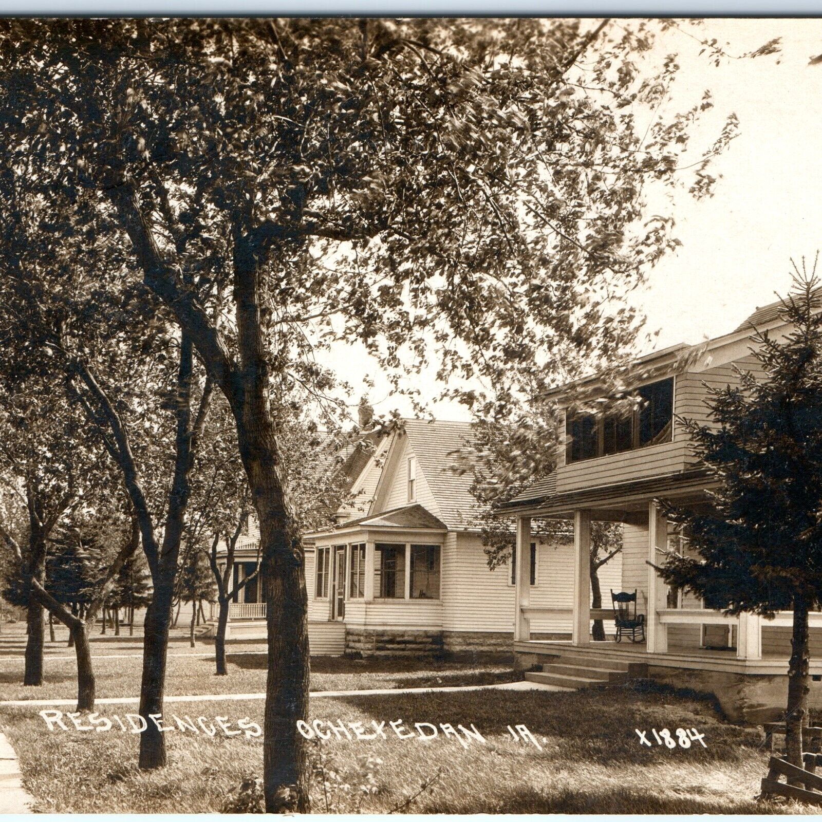c1910s Ocheyedan, IA RPPC Residence Houses Lovely Street Scene Osceola PC A106