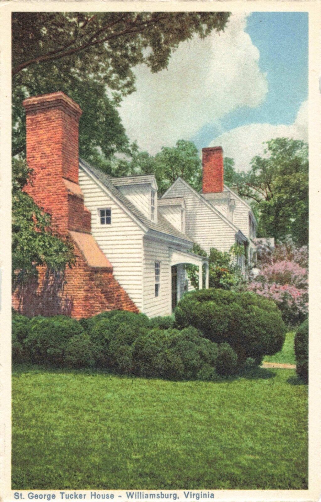 Williamsburg Virginia, St. George Tucker House, Vintage Postcard
