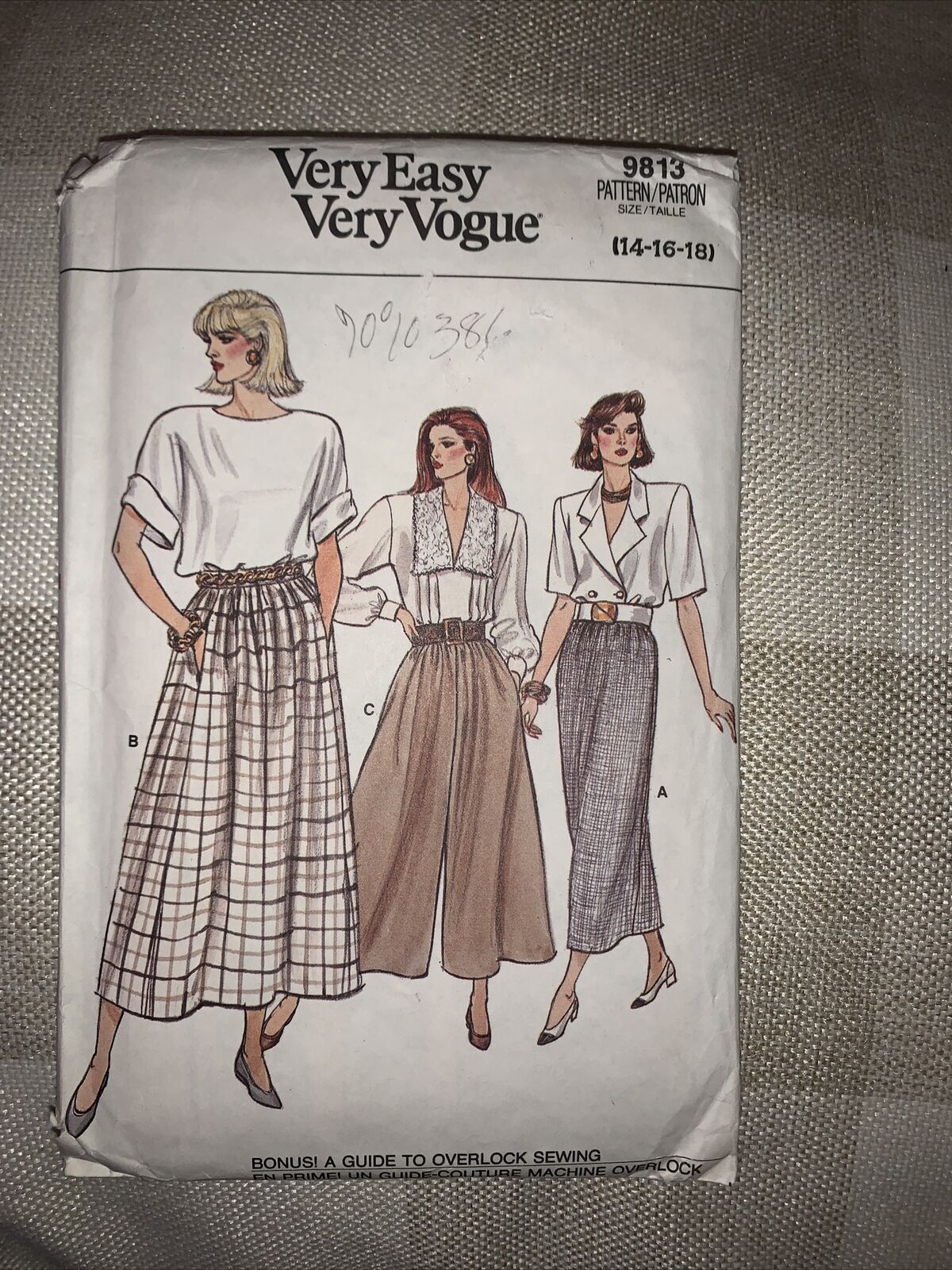 Vogue 9813 Vintage Very Easy Sewing Pattern Skirt & Culottes 14 16 18 1987