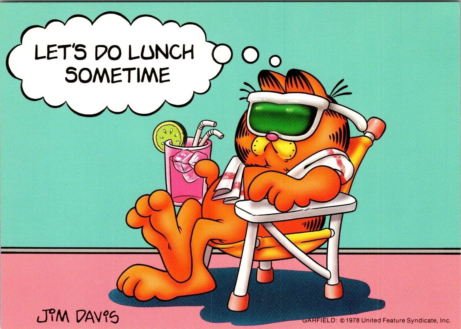 Let\'s Do Lunch Sometime Postcard Garfield the Cat Cartoon Comic