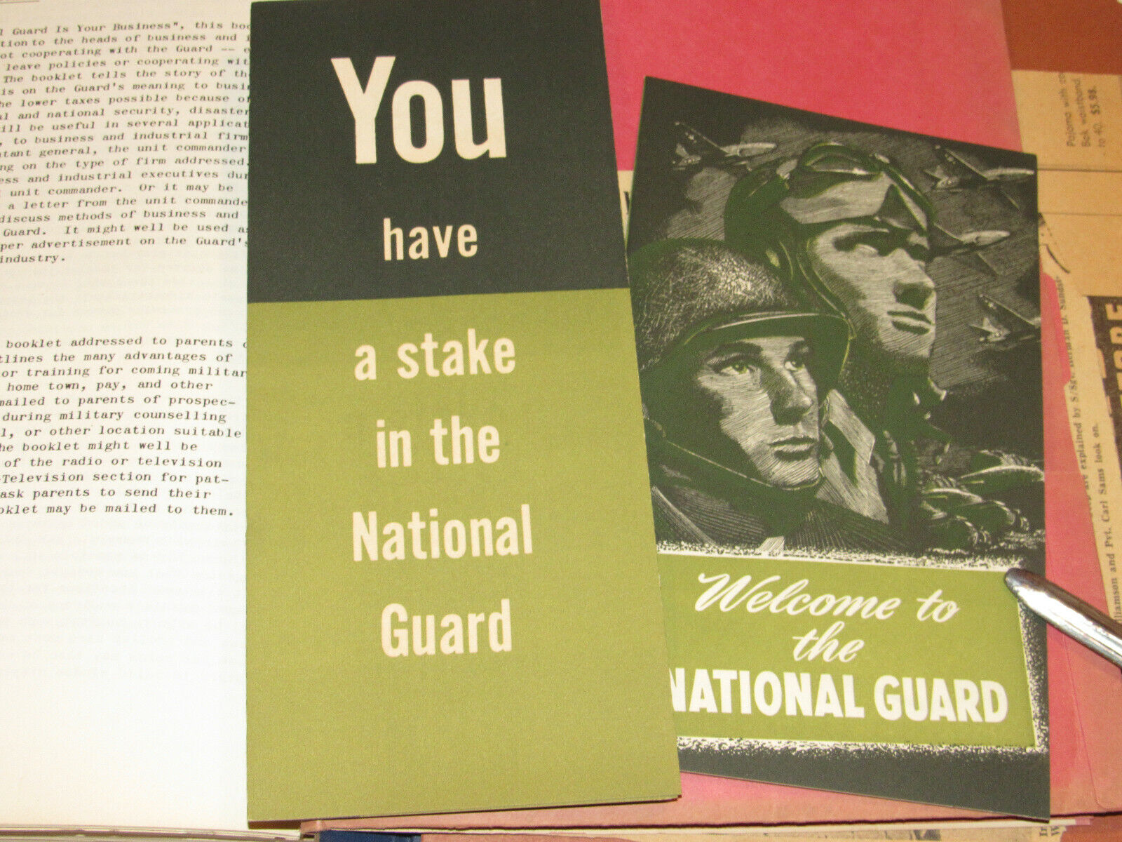 VTG 1953 NATIONAL GUARD RECRUITING SALES KIT NEWSPAPER/RADIO/TV ADS BROCHURES