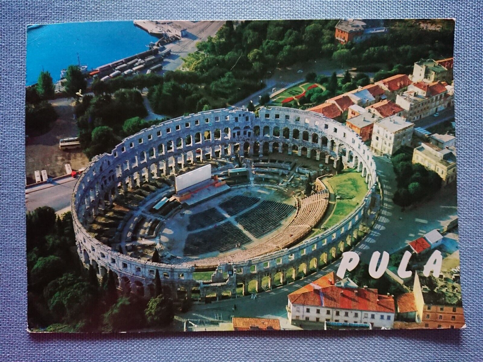Old Postcard Ak Pula Yugoslavia Croatia Amphitheater Port