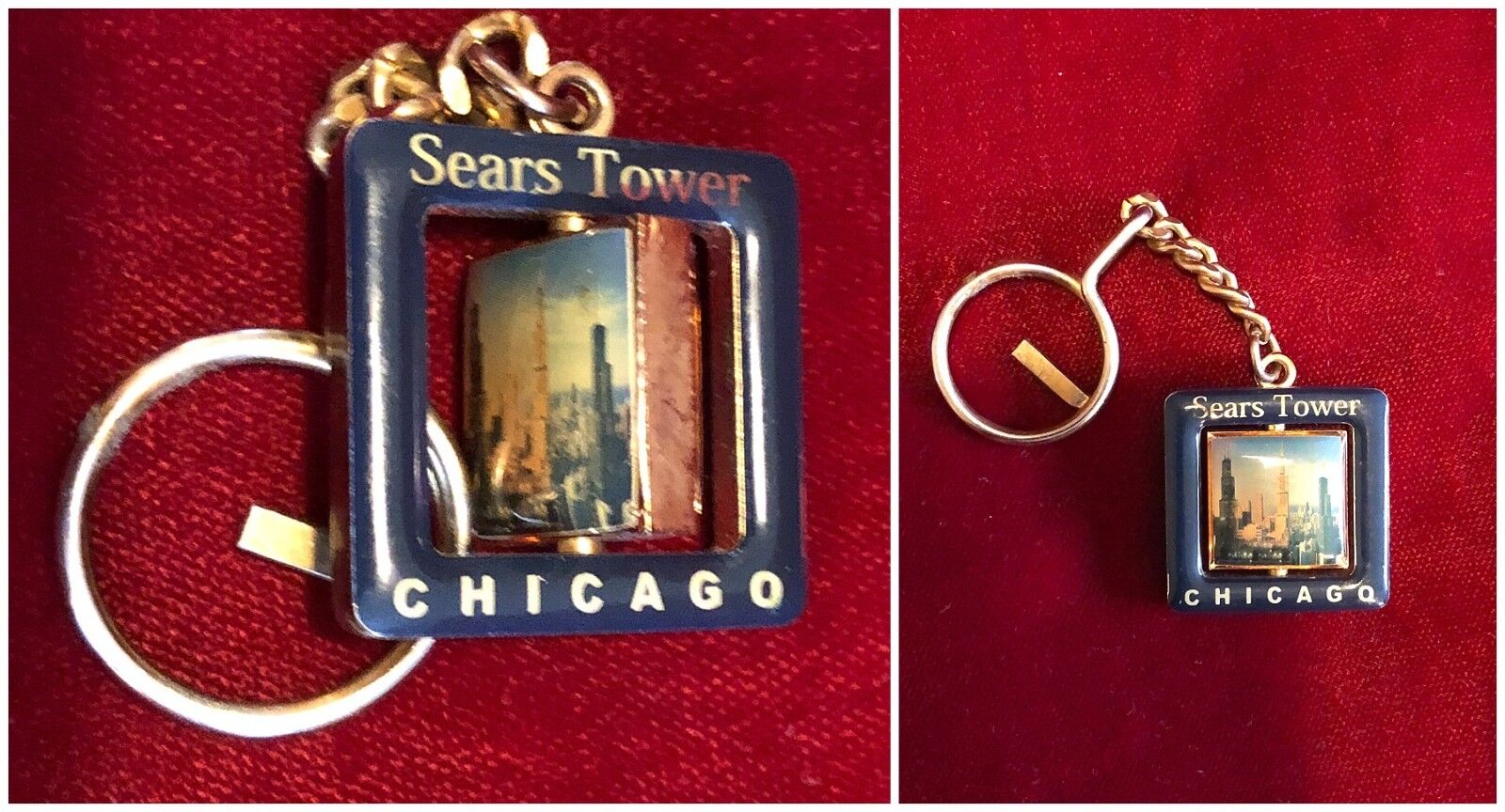 Sears Tower Chicago Keychain Double Sided Tallest Building KeyChain Vtg