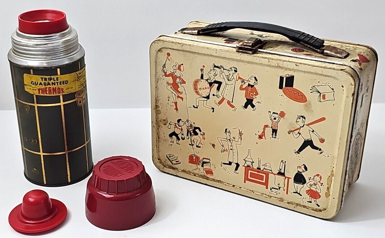 Vintage 1950\'s Junior High Band American Thermos Bottle Co. Lunchbox W/Thermos