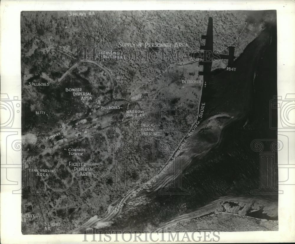 1943 Press Photo WWII labelled aerial view of Buka Airfield - nemo24165