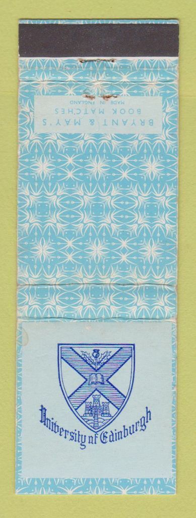 Matchbook Cover - Unversity of Edinburgh Bryant and May UK