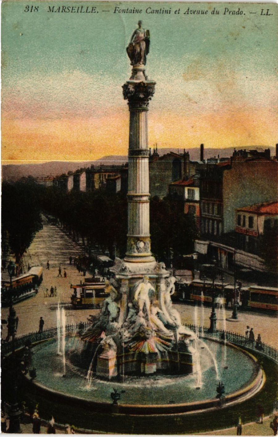 CPA MARSEILLE Fountain Cantini and Avenue du Prado (444502)