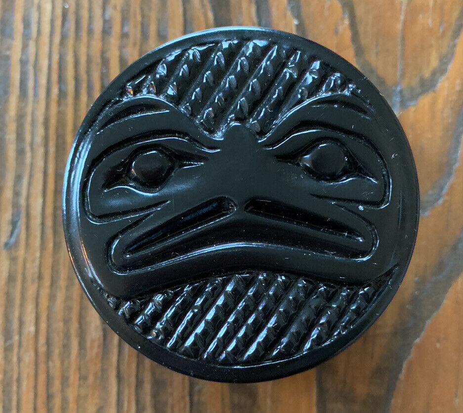 Rare Small Pearlite Canada Made Trinket Box Black Tribal