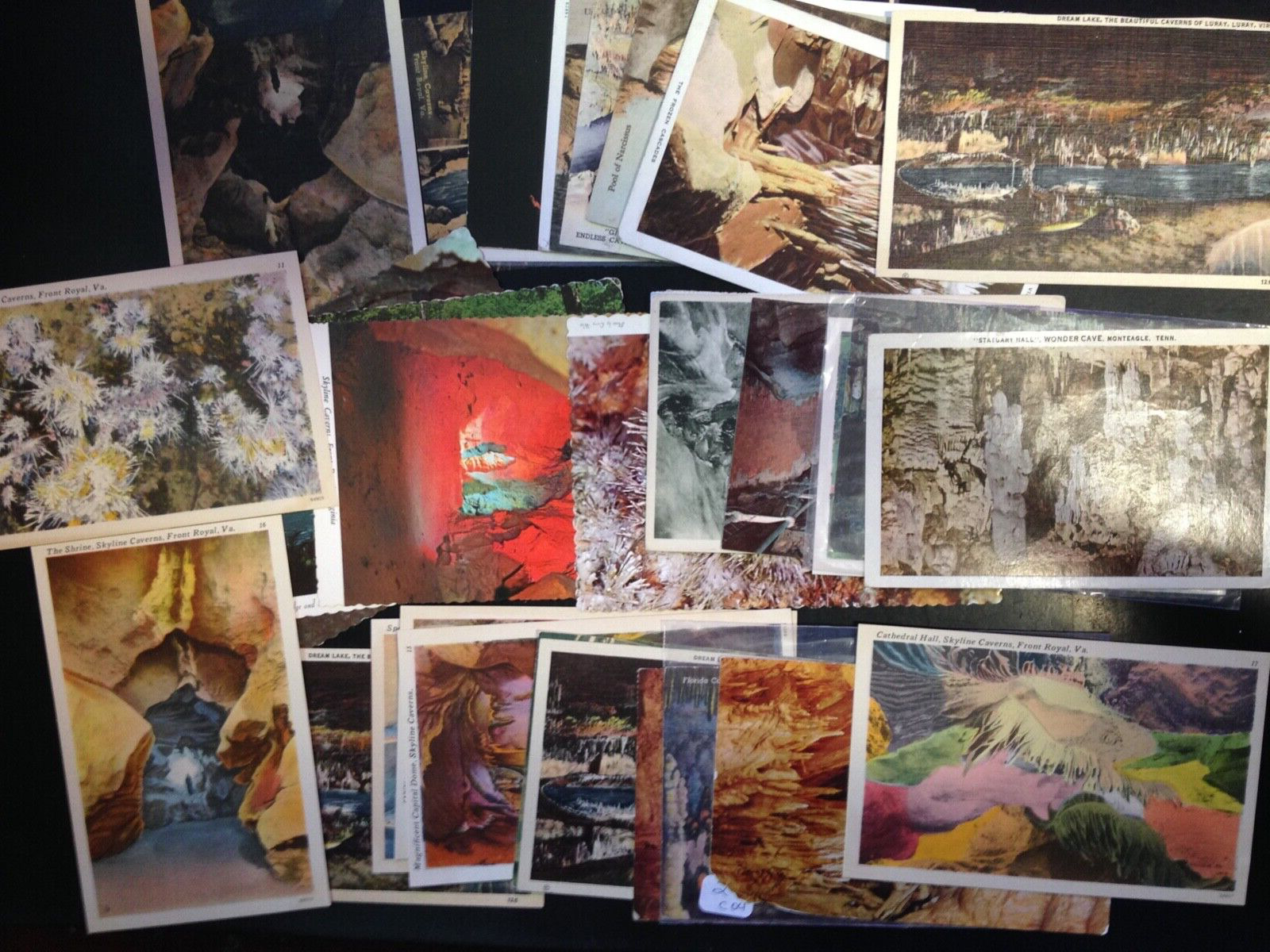 30+ Postcard lot, Caverns. Set 5. Nice
