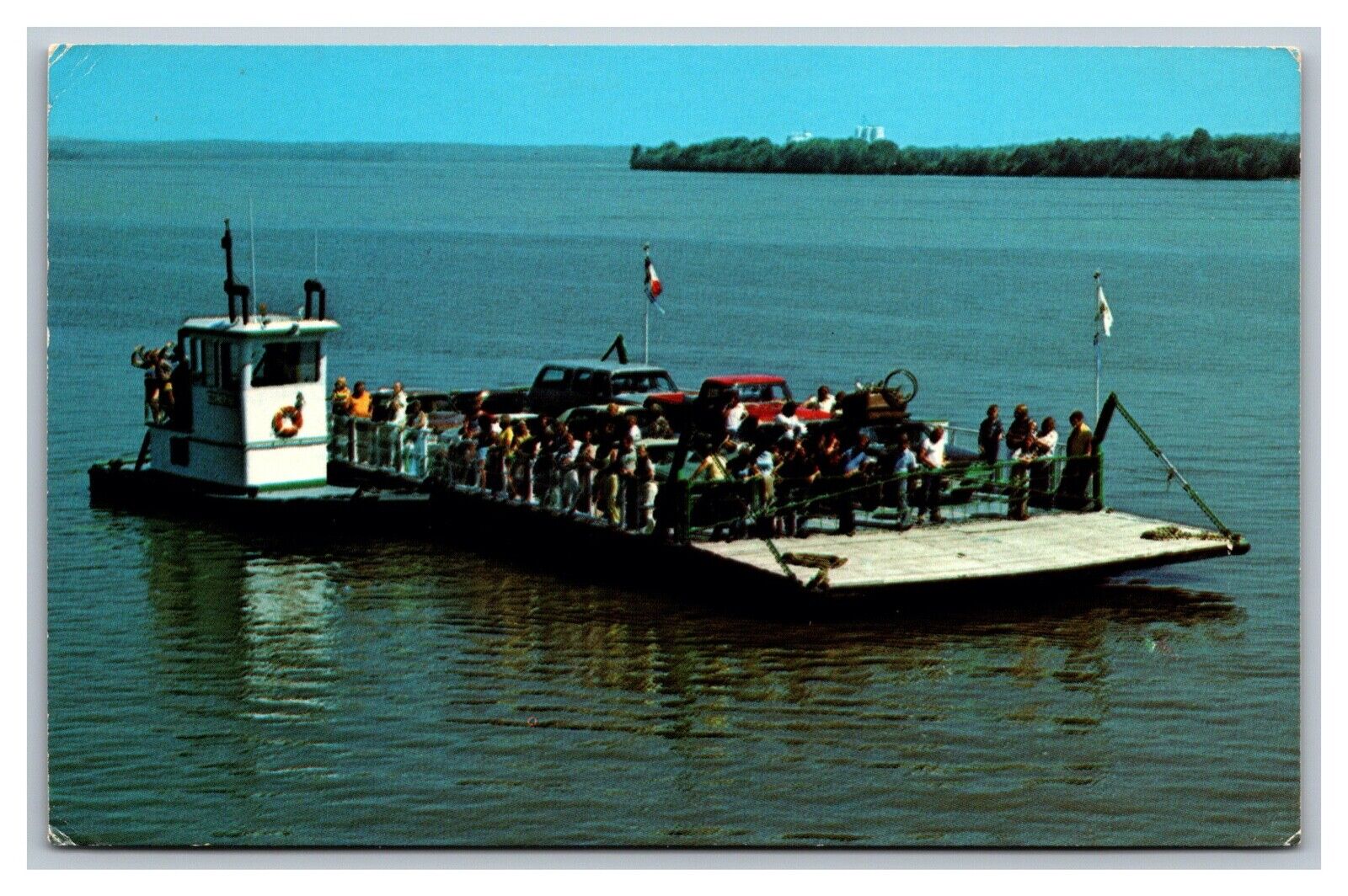 Nauvoo, IL Illinois, Parley Street Ferry Boat, to Montrose, IA, Chrome Postcard