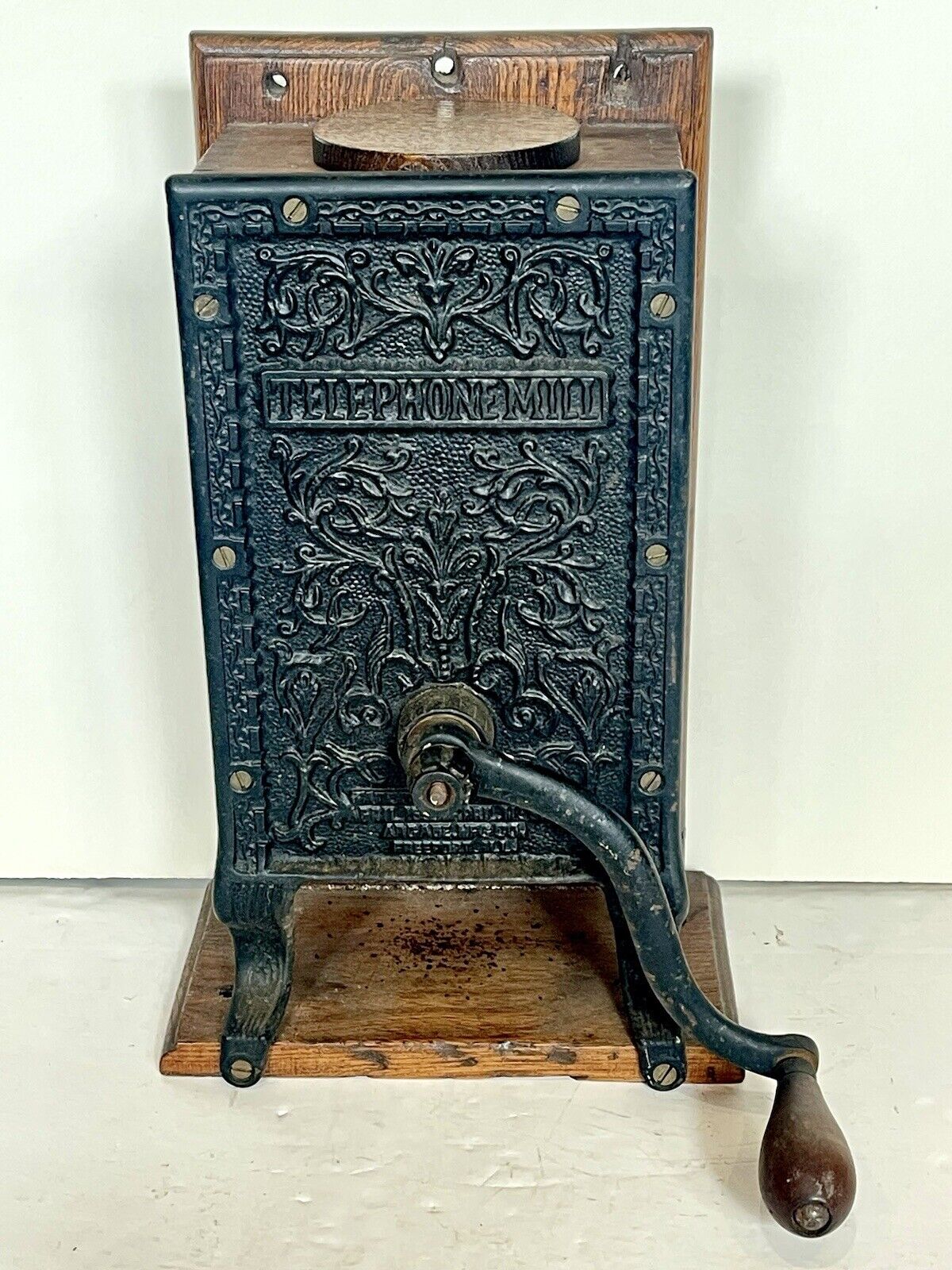 Antique ARCADE TELEPHONE COFFEE MILL GRINDER Original Working Condition 1890’s