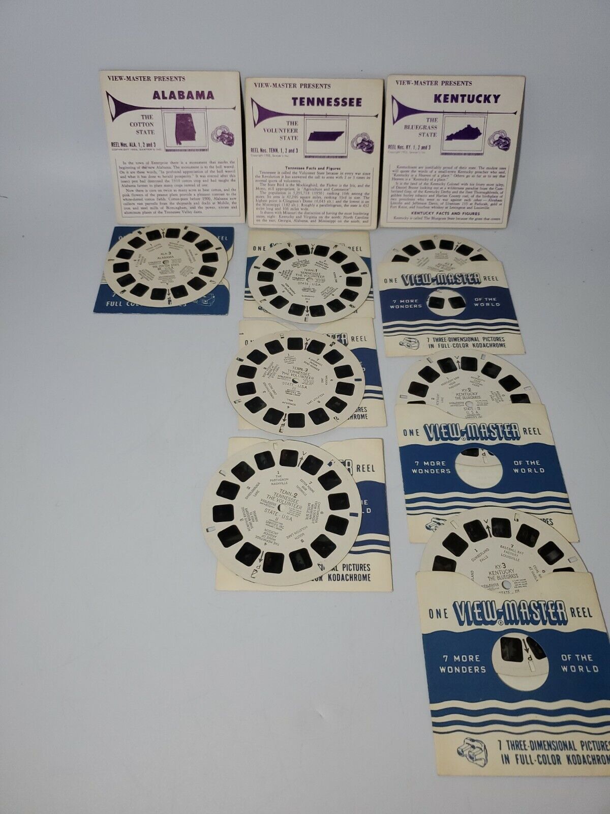 Sawyer's Vintage Single View-Master Reels Alabama,Tennessee and Kentucky 1955