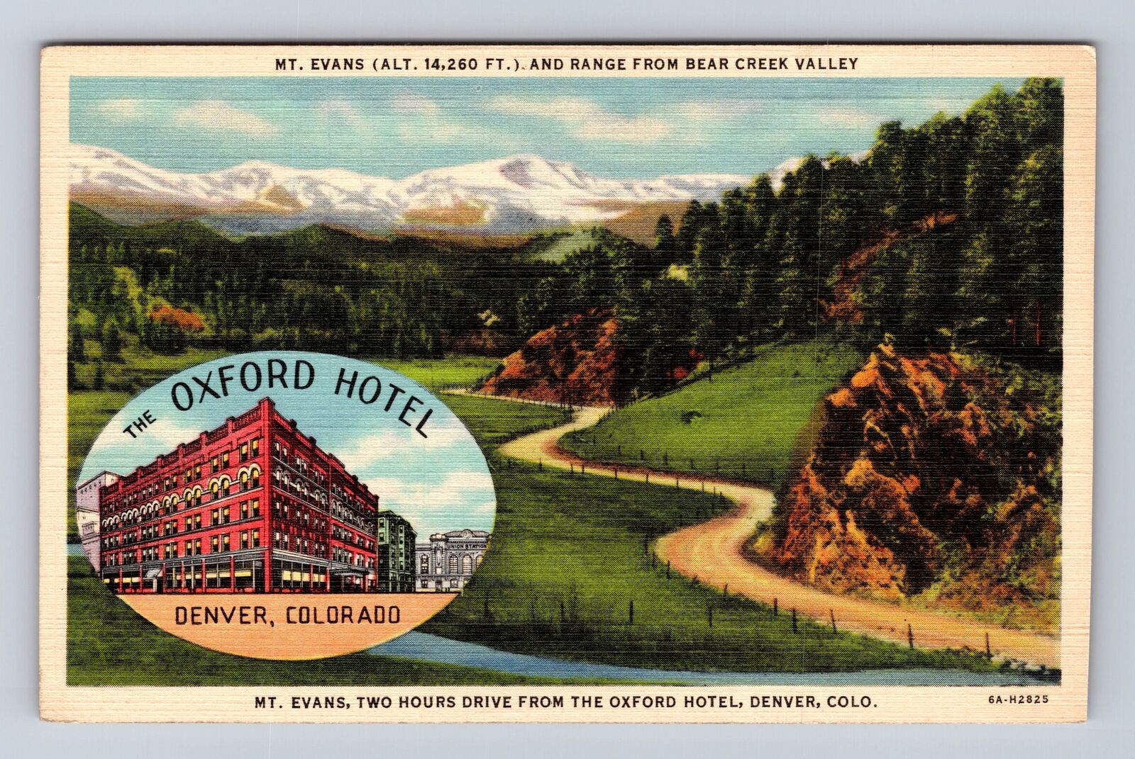 Denver CO-Colorado, Mount Evans And Range, Antique, Vintage Souvenir Postcard