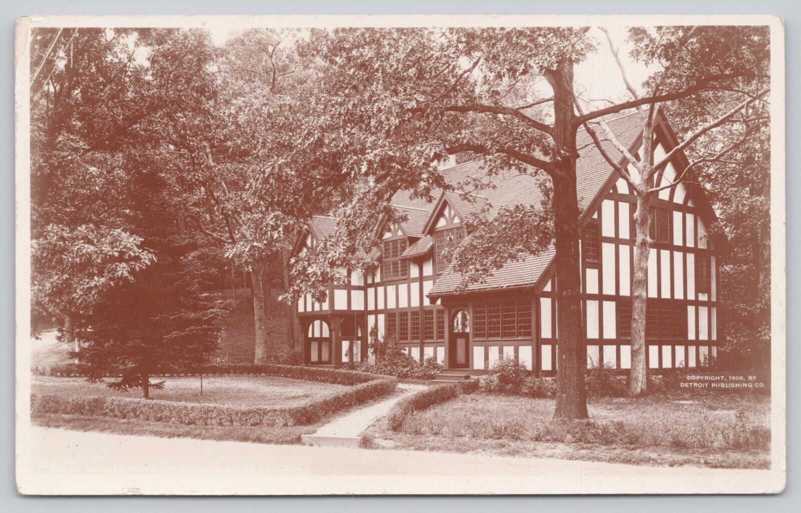 Shakespeare Society House Wellesley College Massachuesetts RPPC Postcard 1908