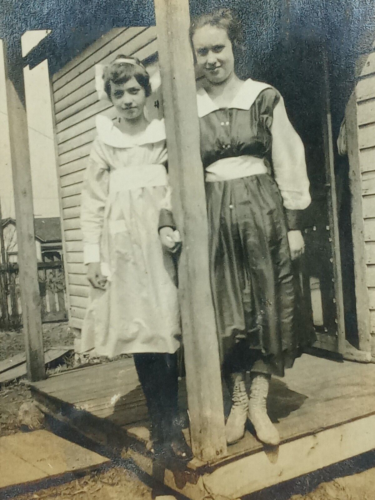 Teen Girls Porch Fashion Antique Vtg Photograph c.1920's 30's