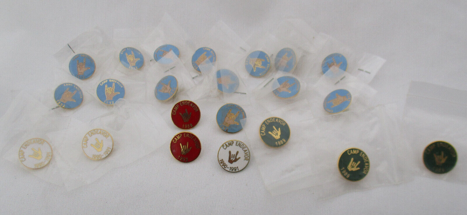 1990's Lot of 22  Camp Endeavor Dundee Florida I Love You Sign Language Pin Back