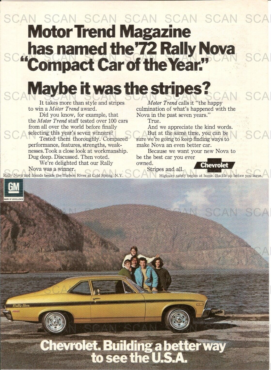 1972 Chevy Rally Nova Vintage Magazine Ad   Motor Trend Compact Car of the Year