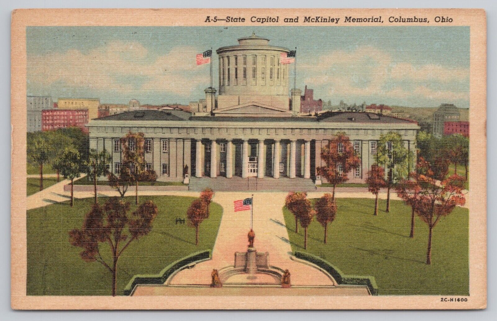 Postcard State Capitol & McKinley Memorial, Columbus, Ohio Vintage