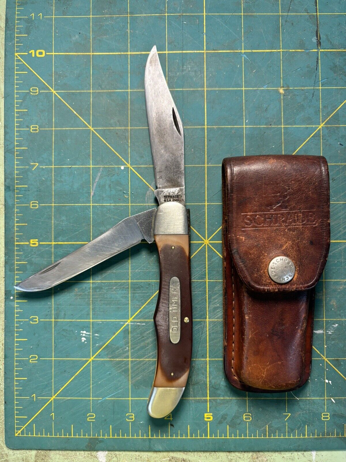 VINTAGE SCHRADE USA 250T OLD TIMER POCKET KNIFE W/SHEATH