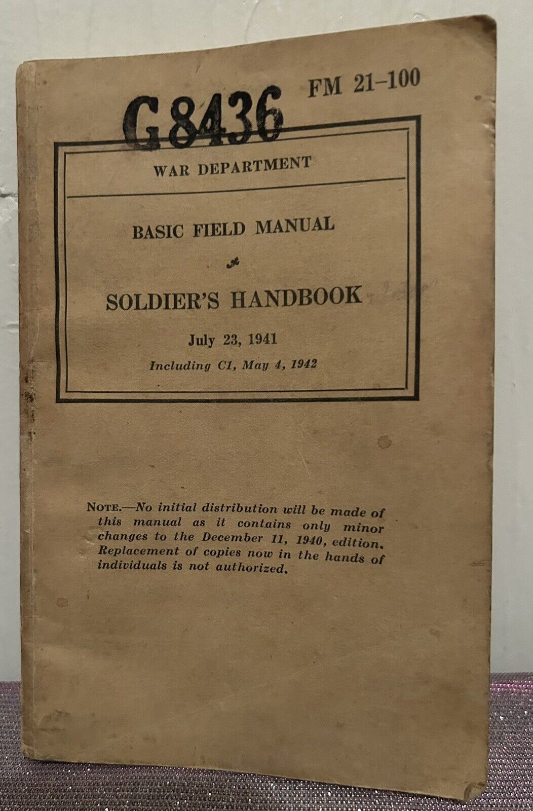 Vintage WWII-Soldier\'s Handbook-Basic Field Manual-1941-War Department-FM 21-100