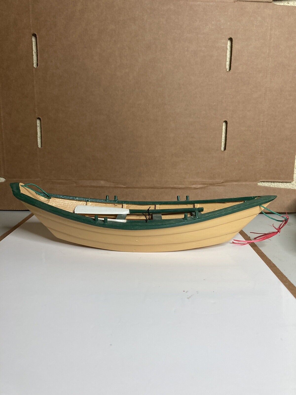 Wood painted row boat decorative signed and dated 2000 