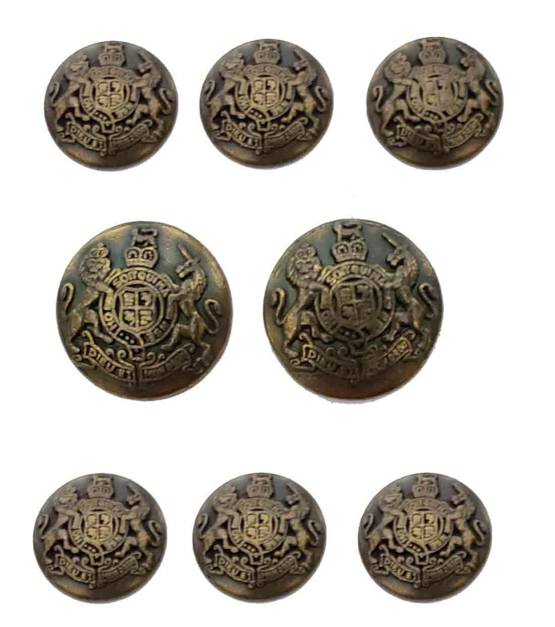 Vintage Jos A Bank Blazer Buttons Set Antique Gold and Brown Metal Alloy Men\'s